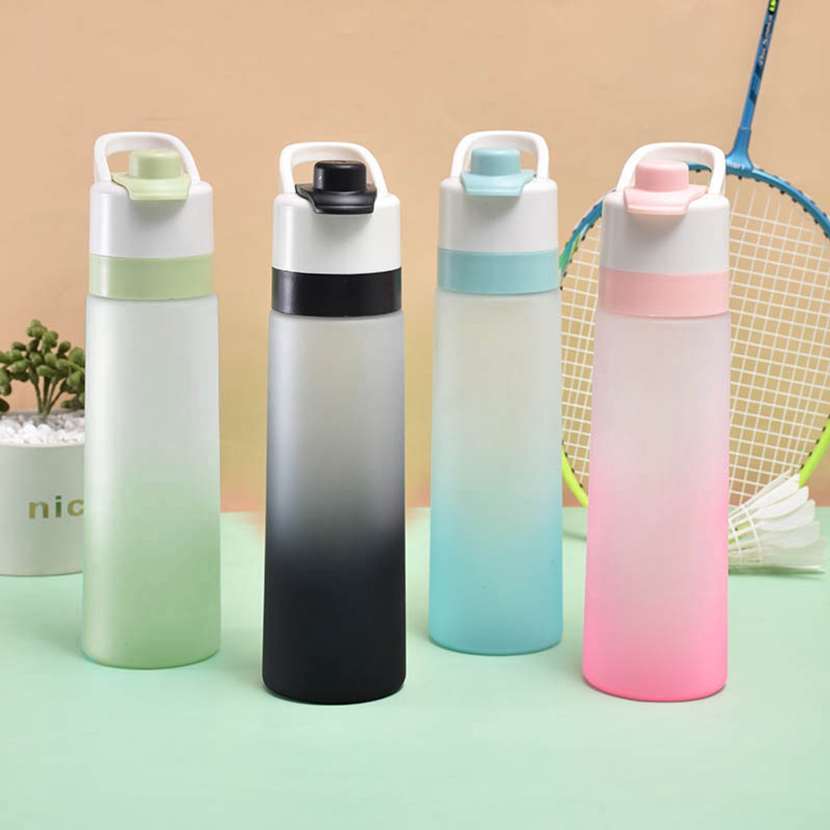 Grote capaciteit spuitfles outdoor sport fitness waterbeker drinken sport waterfles voor fitness, gym & outdoor，Paars thumbnail 2