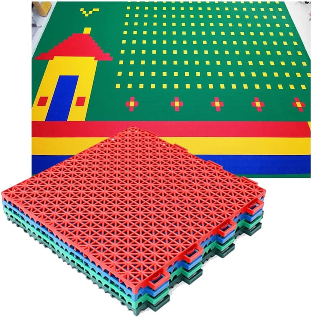 Modulaire vloertegels - In elkaar grijpende tegels - Sportvloer aanleggen - Weerbestendig ontwerp - 25 cm - Lichtblauw