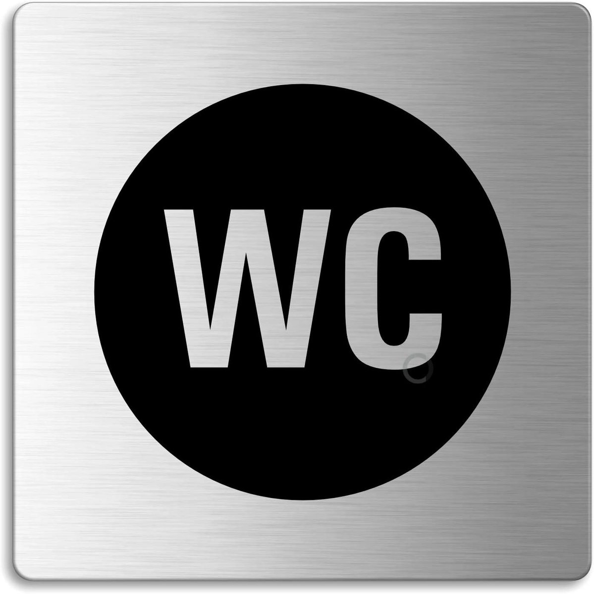 WC Deurbordje - Toiletbord RVS - Aanduiding Deur - Zelfklevend Geborsteld - 85x85 mm - Zilver