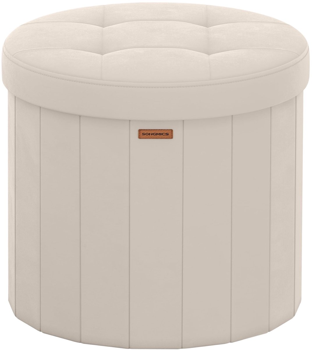 Dailygoods - Ronde Opvouwbare Kruk met Opbergruimte in Pastelroze