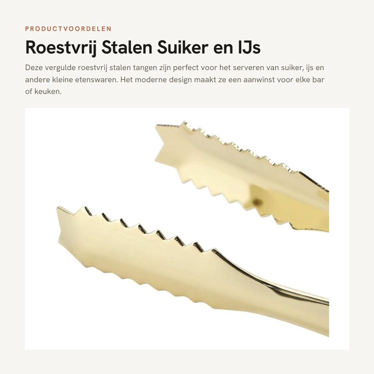 Dailygoods- Suikertong - Roestvrij Staal - IJstang - BBQ Tong - Salade Tong - Vaatwasmachinebestendig - Verguld - Tang