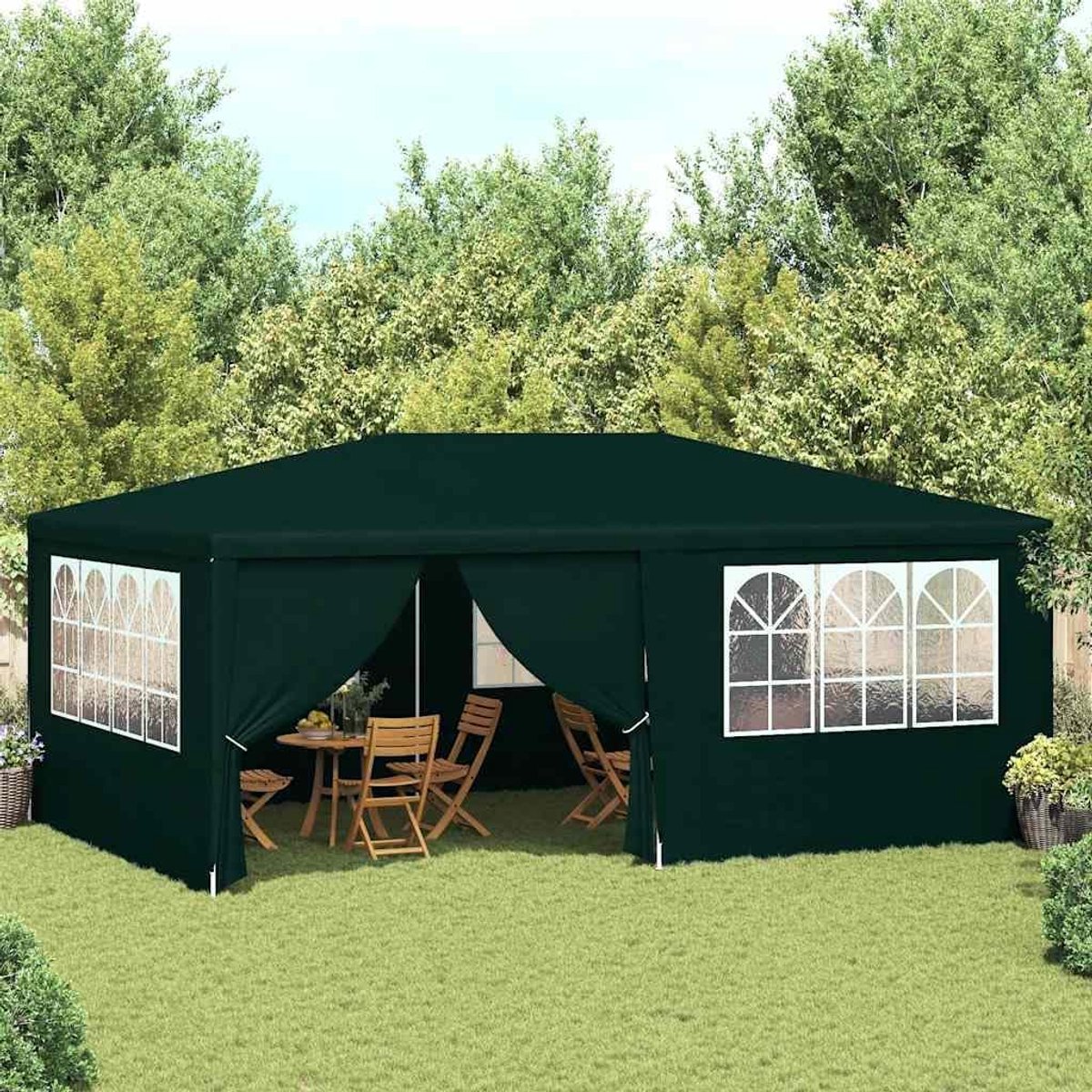 Partytent met zijwanden - Tuinpaviljoen - Feesten buiten - UV en waterafstotend - 4 x 6 meter - Groen