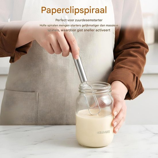 Handmixer met Klopper - Roerstaaf Garde - Beslag Maken - Slotvrij Ontwerp - 30 cm Lengte - Zilverkleurig — afbeelding 4