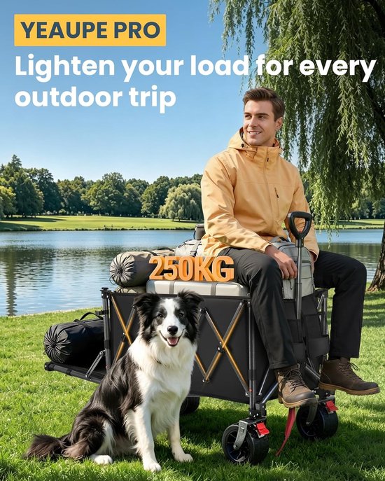 Bolderkar - Gitzwart - Opvouwbaar - 250 kg draagvermogen - Voor Strand en Camping van Bolderkar — afbeelding 4