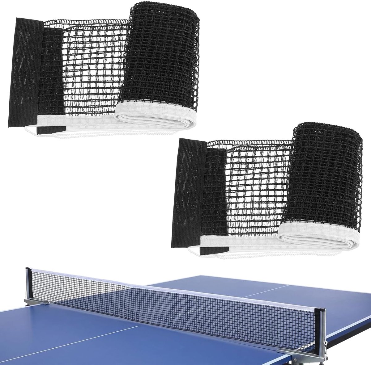 Tafeltennisnet 2-pack 1,8m, Robuust vervangingsnet voor elke tafel, Zwart