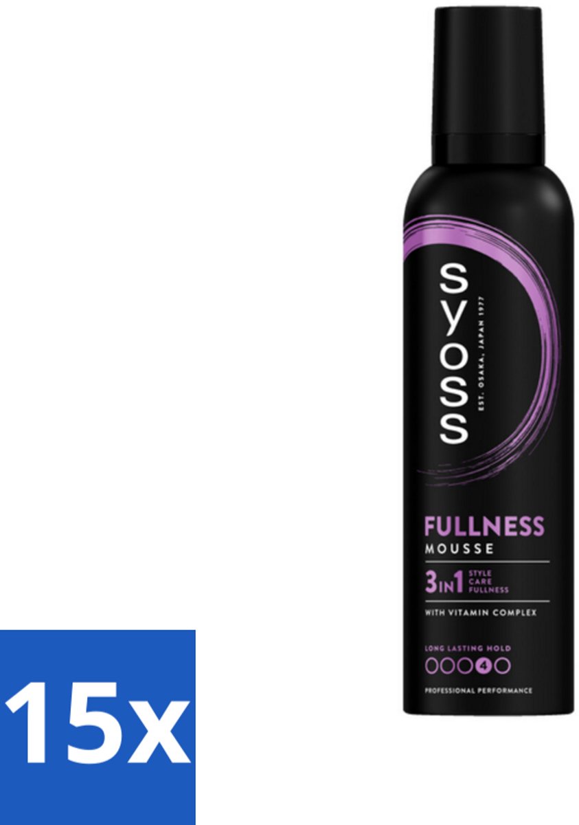 15 x Syoss - Fullness - Haarmousse - Lichtgewicht Volume - 250 ml - Haarmousse Volume - Haarmousse Voor Volume - Haarmousse Voor Fijn Haar - Haarmousse Voor Futloos Haar - Haarmousse Voor Salonlook