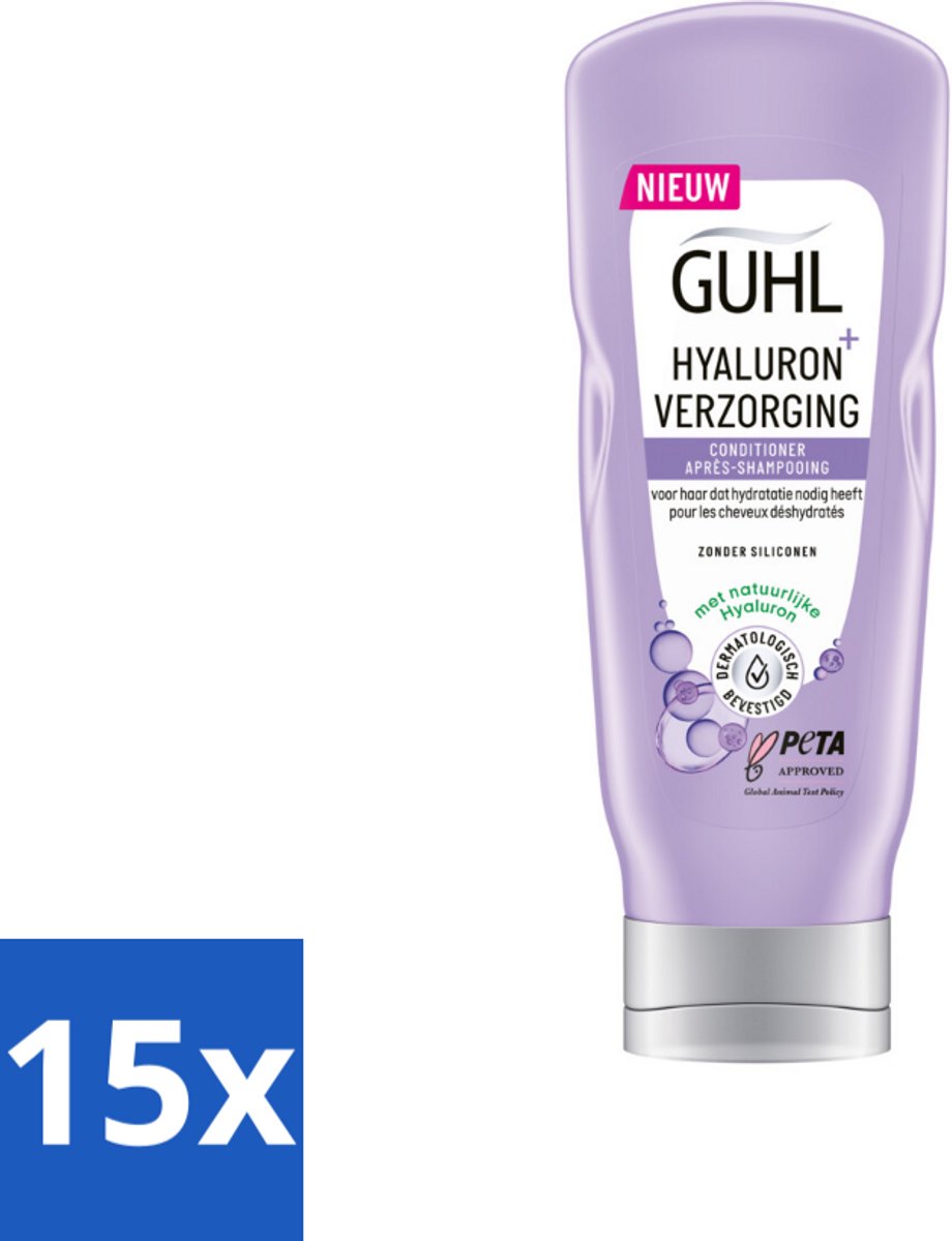 15 x Guhl - Conditioner - Hyaluron+ Verzorging - 200 ml - Haarhydratatie - Hyaluron - Droog Haar - Dorstig Haar - Gezond Haar