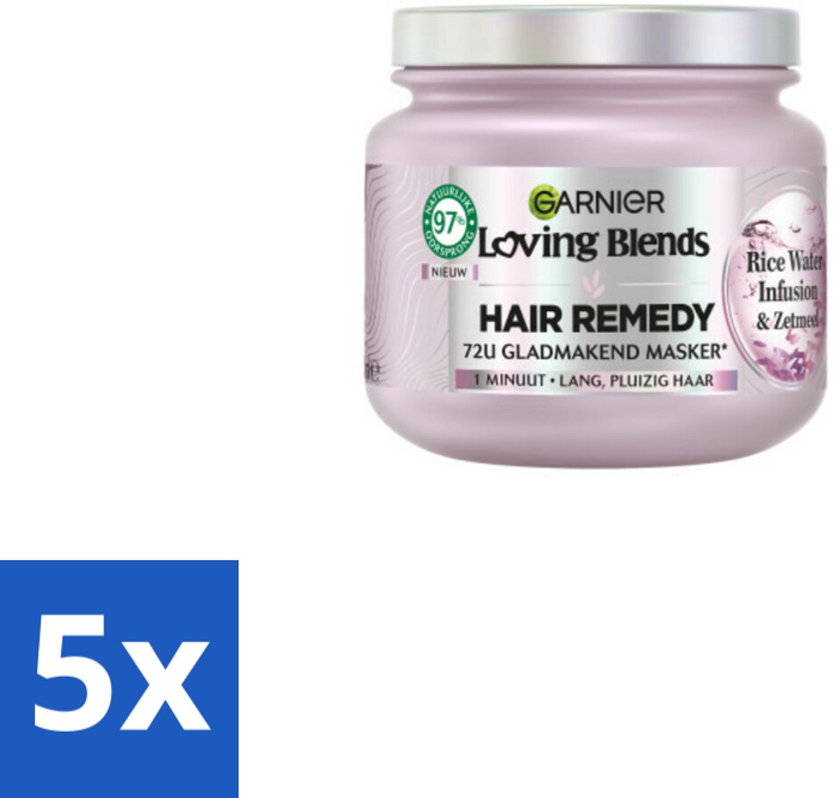 5 x Garnier - Loving Blends - Haarmasker - Rice Water Infusion - Glans & Zachtheid - Lang Haar - 340 ml - Haarmasker - Rice Water Infusion - Glans En Zachtheid - Lang Haar - Hydratie