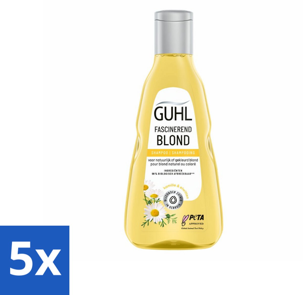 5 x Guhl - Shampoo - Colorshine Blond - 250 ml - Blond Haar - Stralend Blond Haar - Kleurverzorging - Glans - Chardonnay Bes