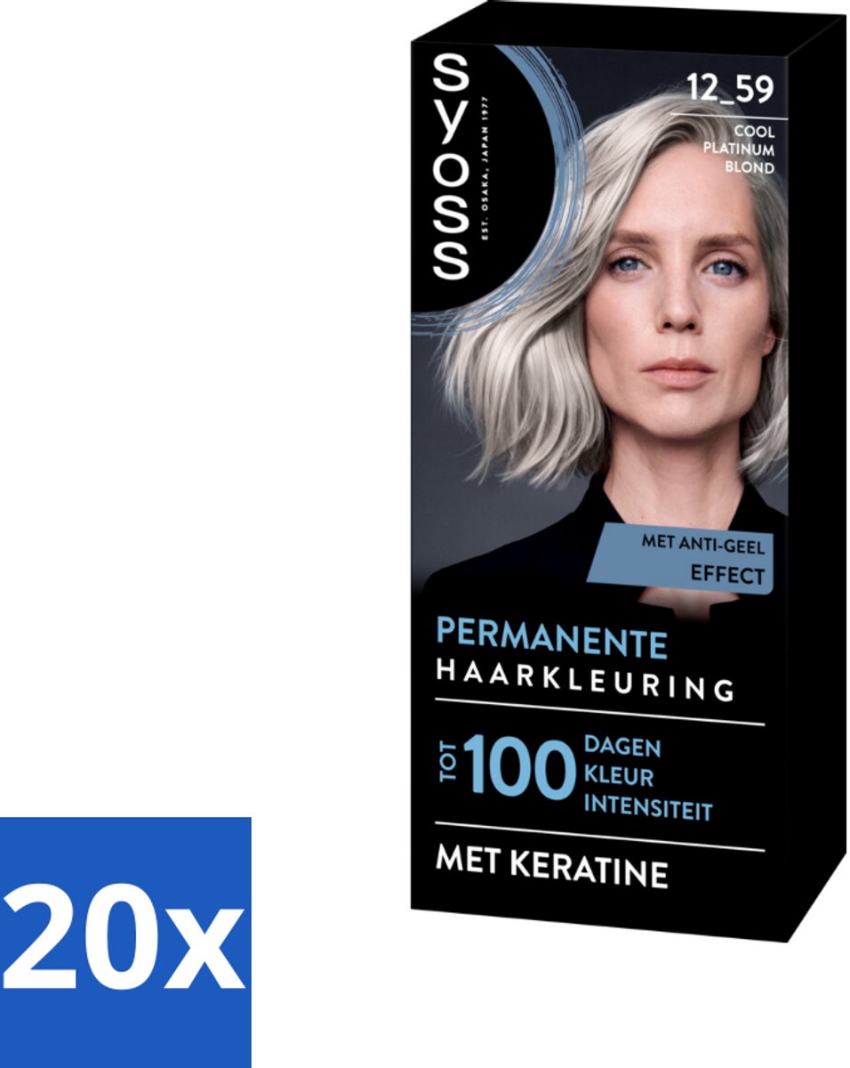 20 x SYOSS - Coloration 12-59 Cool Platinum Blond - Haarverf - Grijsdekking - Vermindert Haarbreuk - Permanente Haarkleuring - Grijsdekking - Haarkleur - Keratine - Haarkleurtechniek