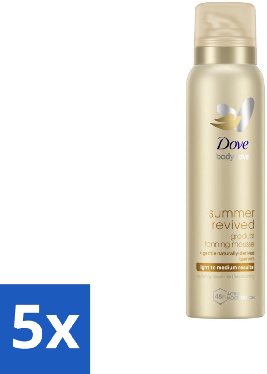 5 x Dove Body Love Zelfbruinende Mousse - Summer Revived - Light-Medium - 150 ml - Zelfbruinende Mousse - Licht Zomerse Tint - Natuurlijke Huidtint - Huidhydratatie - Gevoelige Huid