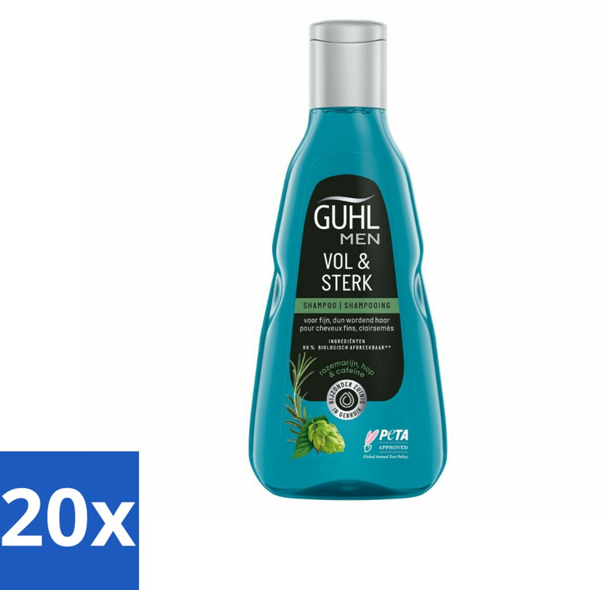 20 x Guhl - Shampoo - Men Vol & Sterk - 250 ml - Mannenhaar - Volume - Kracht - Vitaliteit - Cafeïne