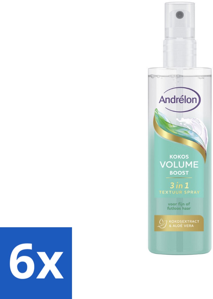 6 x Andrélon – Textuur Spray 3-in-1 – Kokos Volume Boost – 150 ml - Haar Volume - Haar Structuur - Haar Glans - Textuur Spray - Kokos Volume
