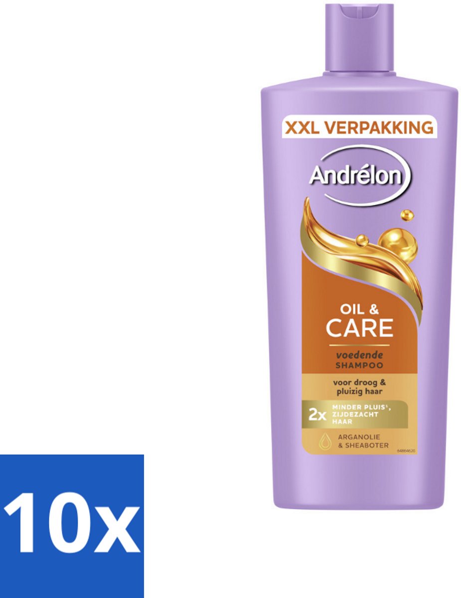 10 x Andrélon – Shampoo – Oil & Care – 685 ml - Droog Haar - Pluis - Haar Verzorging - Haar Glans - Haar Voeding