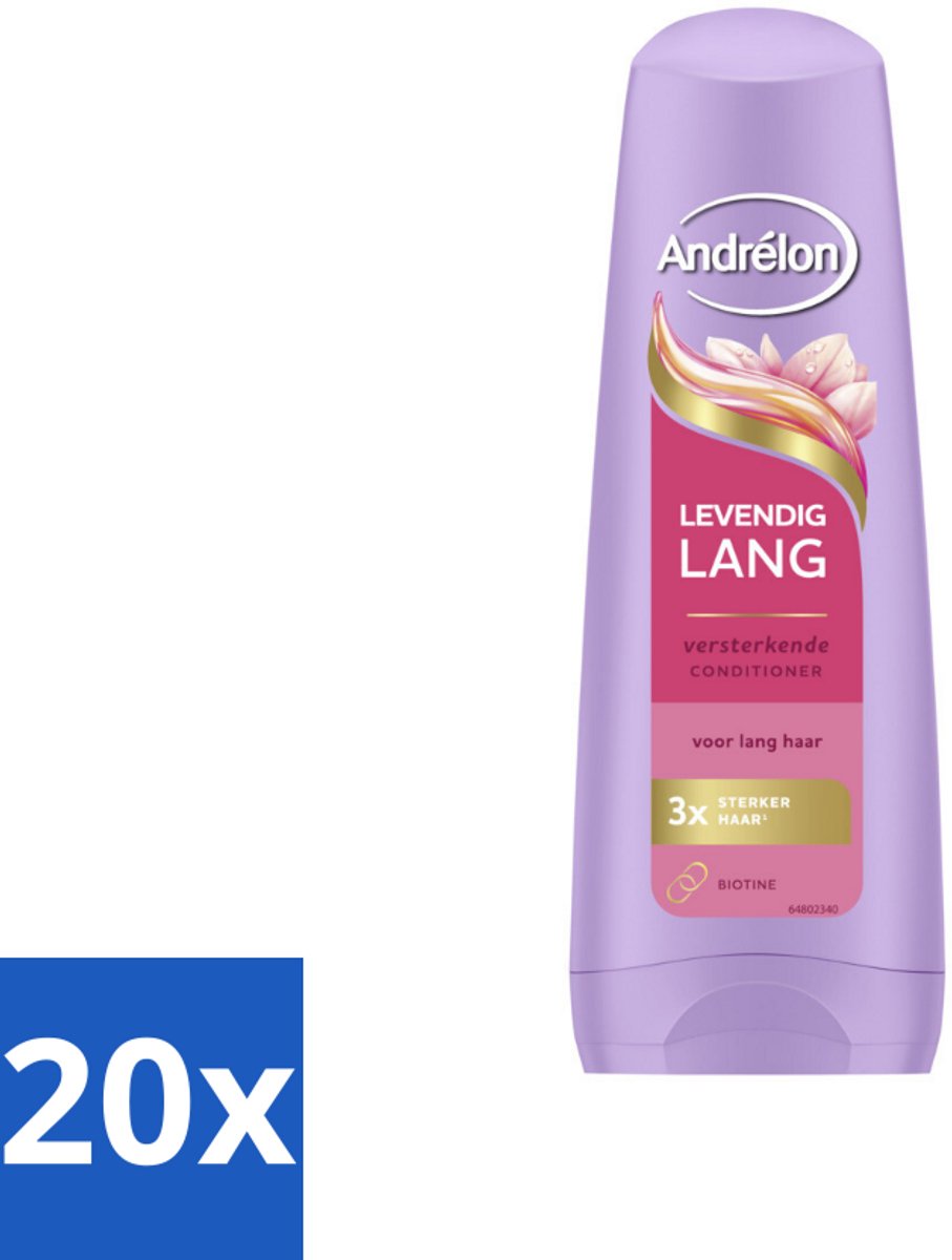 20 x Andrélon – Conditioner – Levendig Lang – 200 ml - Lang Haar Verzorging - Versterkte Haar Conditioner - Biotine Voor Haar - Haarbreuk Voorkomen - Gezond Haar