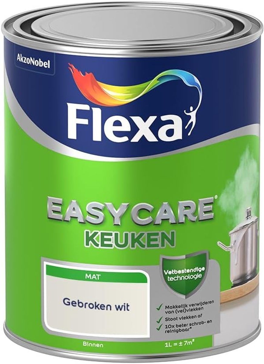 Muurverf keuken 1 liter - mat - gebroken wit RAL 9010 - optimale dekking en duurzaamheid - ShopVlot