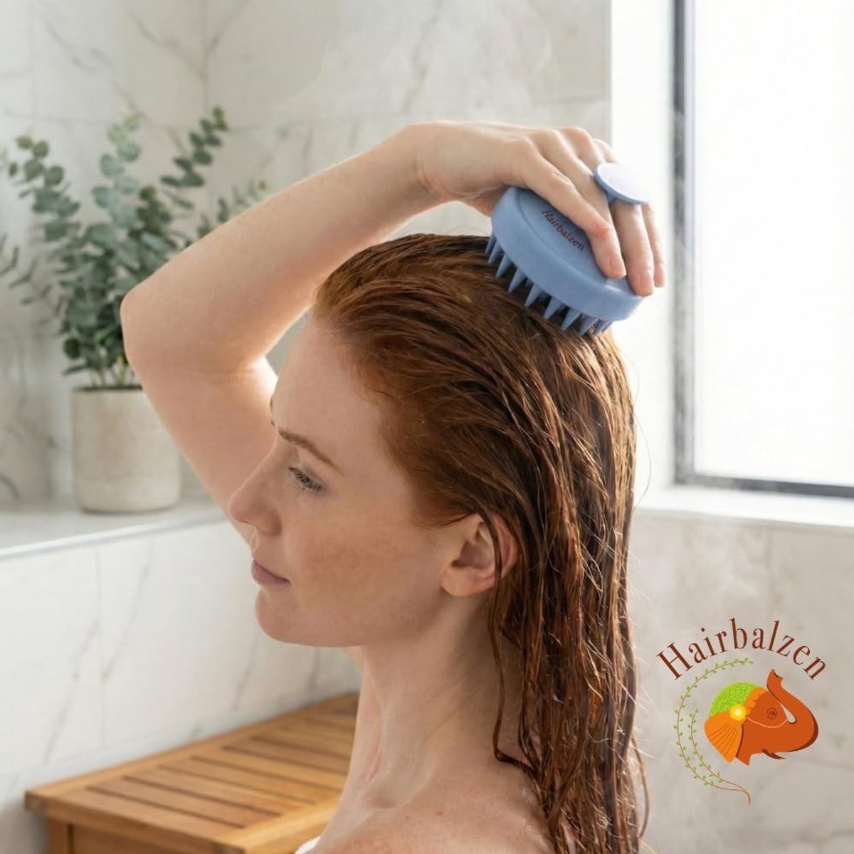 Massageborstel voor Hoofdhuid - Blauw - Tarwestro - Stimuleert Haargroei en Verbetert Hoofdhuidgezondheid