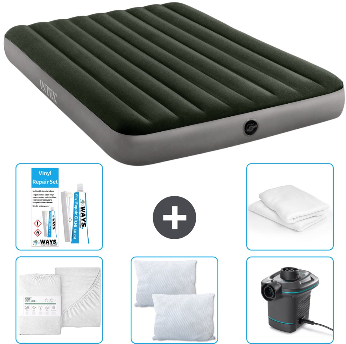 Intex Luchtbed - 2-Persoons - 152 x 203 x 25 cm - Groen - Inclusief Accessoires CB2