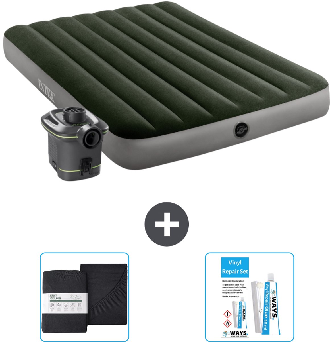 Intex Luchtbed - Twijfelaar - 137 x 191 x 25 cm - Groen - Inclusief pomp - Accessoires CB18