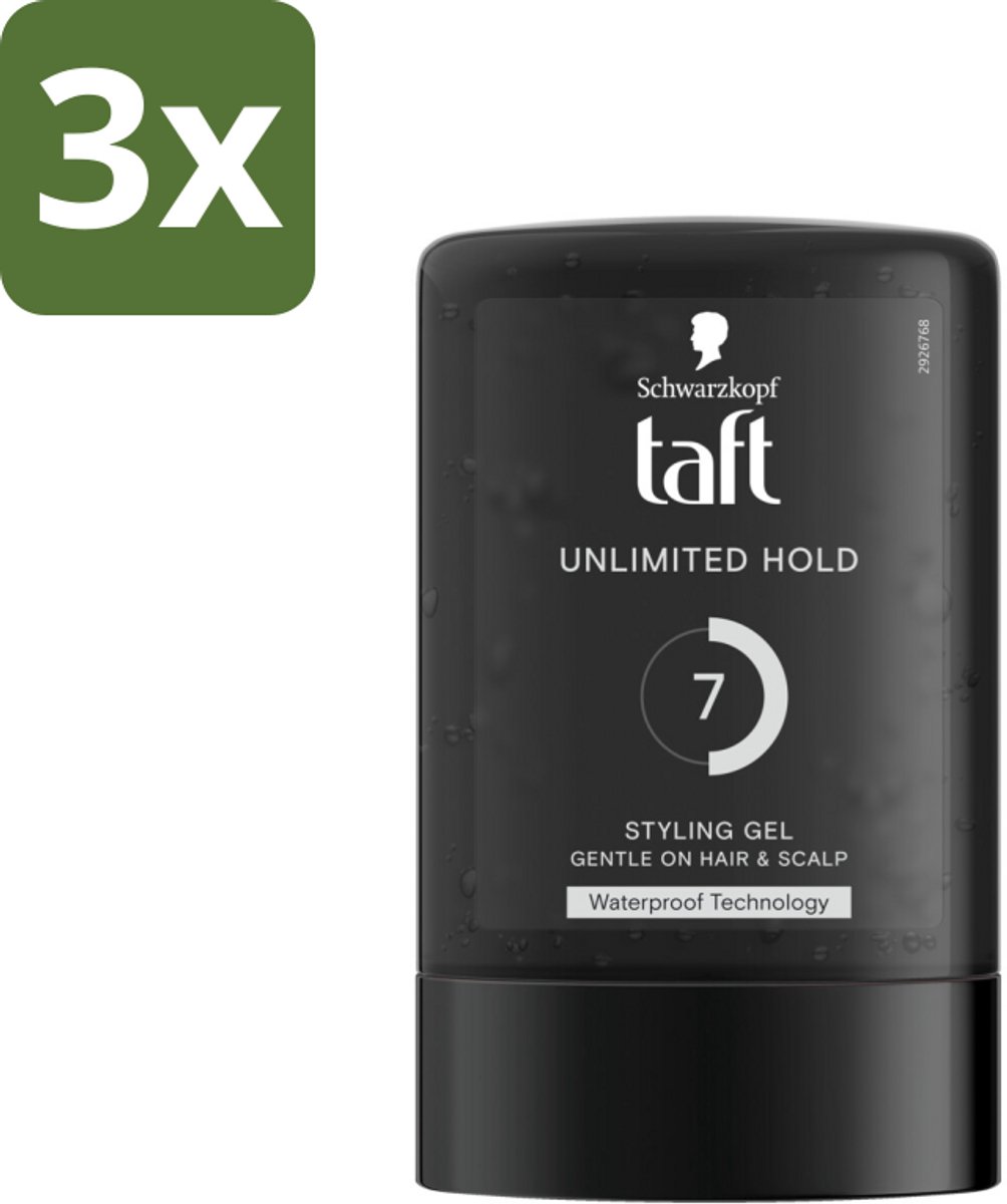 Taft - Unlimited Hold 7 - Styling Gel - Onbegrensde hold - 300 ml - Bulkverpakking - 3 stuks