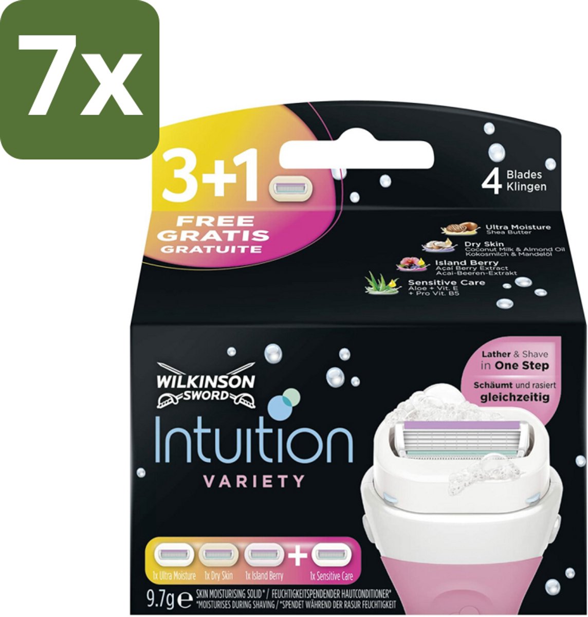 Wilkinson Sword - Navulmesjes - Intuition 2-in-1 Variety - Diverse Gevoelige Huidtypes - 4 mesjes - Bulkverpakking - 7 stuks