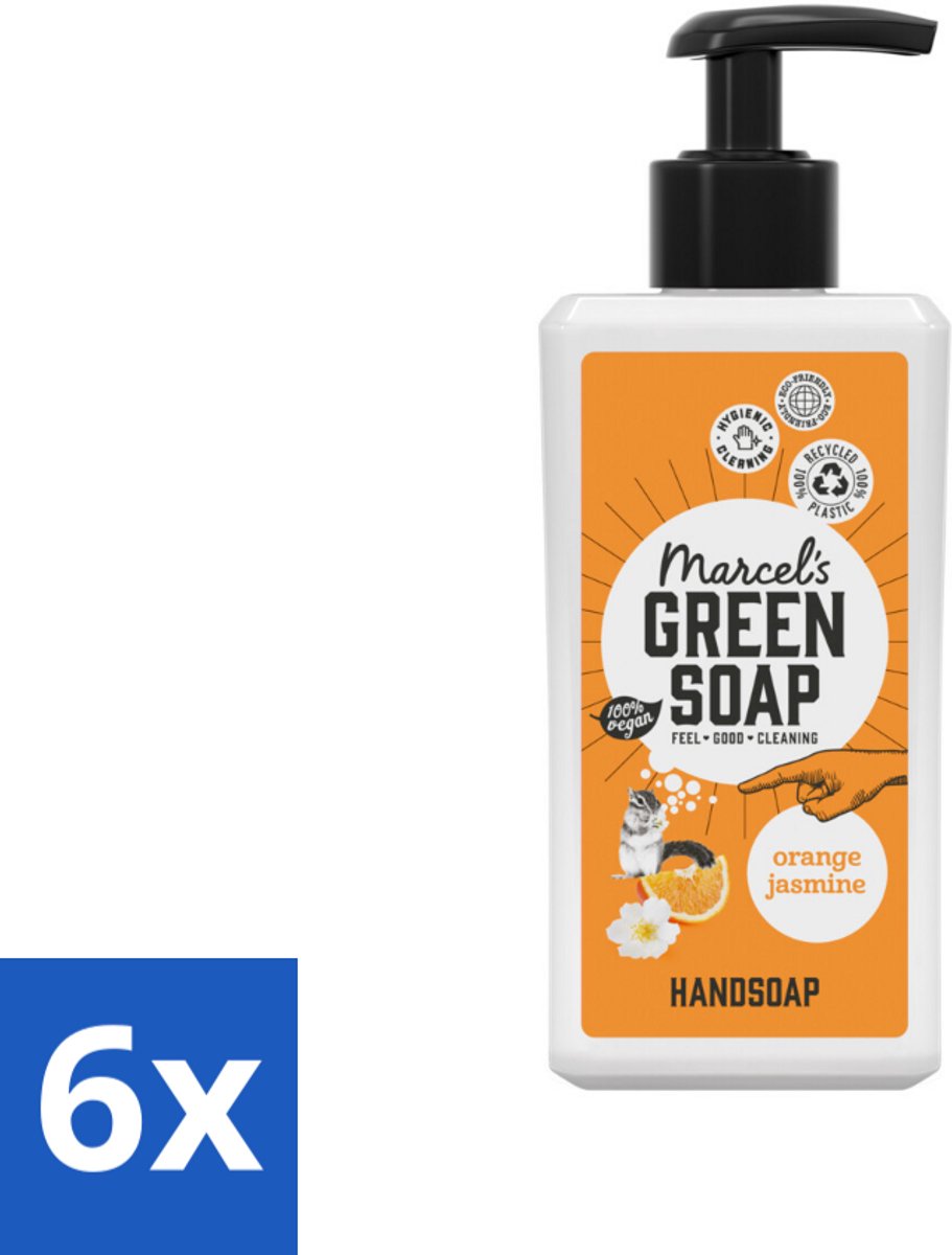 Marcel's Green Soap - Handzeep - Sinaasappel & Jasmijn - Zachte verzorging - 250 ml - Voordeelverpakking - 6 stuks