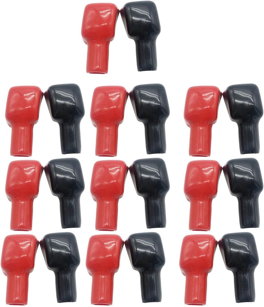 batterijklem-afdekkingen 20 stuks - rood en zwart - uitstekende isolatie - voorkomt slijtage - ShopVlot