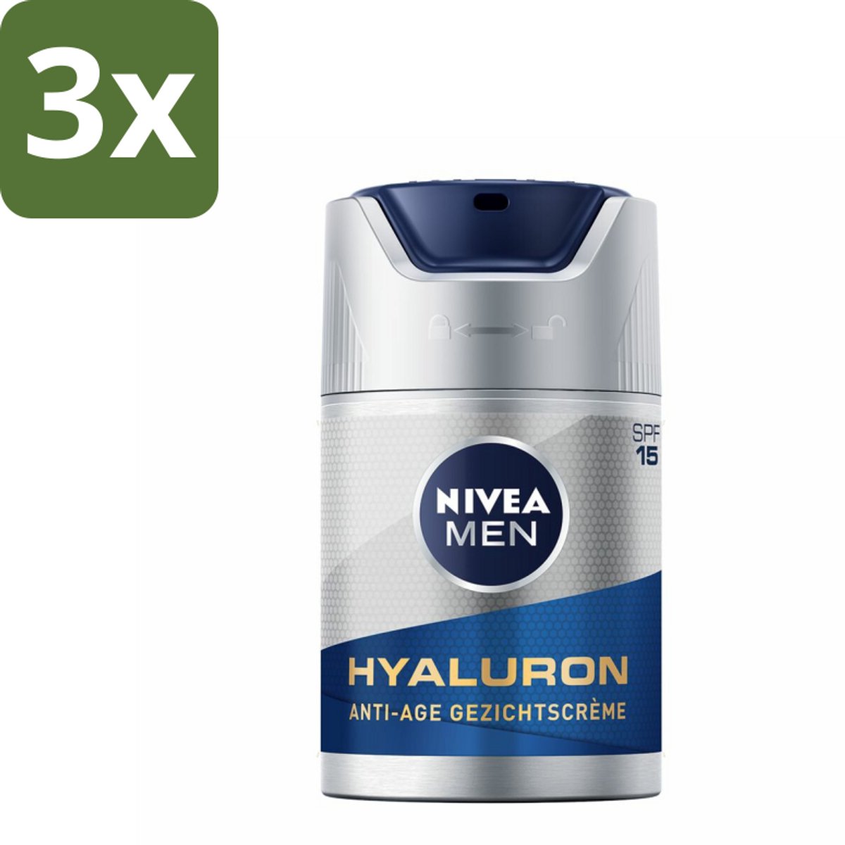 NIVEA MEN - Anti-Age - Gezichtscrème met SPF 15 - 50 ml - Bulkverpakking - 3 stuks