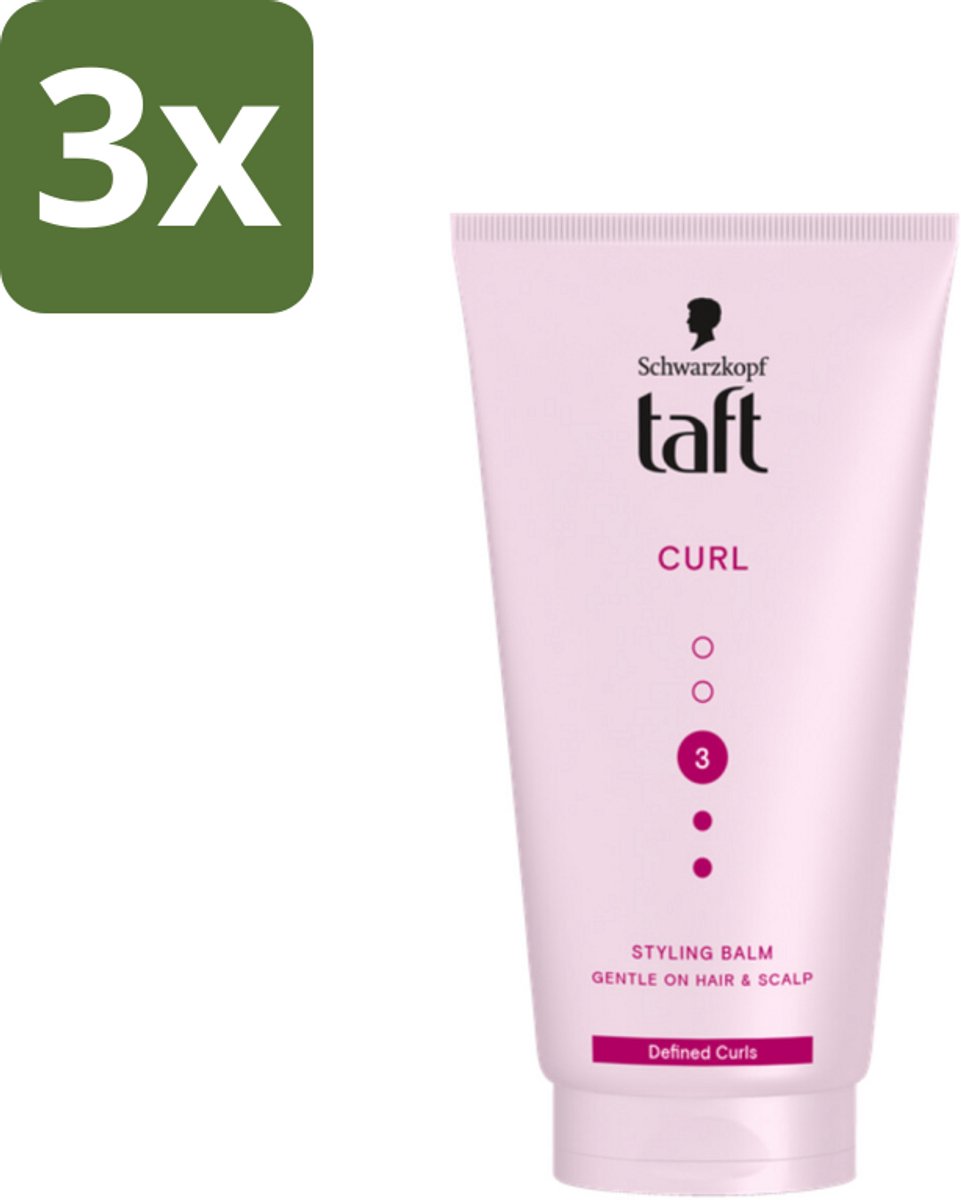 Taft - Styling Balm Curl - Hold 3 - Gedefinieerde krullen - 150 ml - Bulkverpakking - 3 stuks