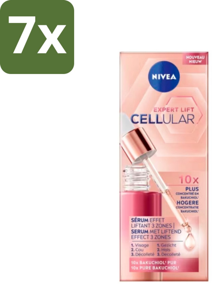 NIVEA - Gezichtsserum - CELLular Expert Lift - Met Bakuchiol - Liftend effect - Alternatief voor Retinol - Voor alle huidtypen - 30 ml - Bulkverpakking - 7 stuks