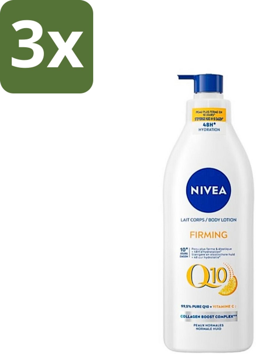 Nivea - Q10 - Verstevigende Bodylotion met Pomp - Vitamine C - 48 uur Hydratatie - Voor Normale Huid - 400 ml - Bulkverpakking - 3 stuks