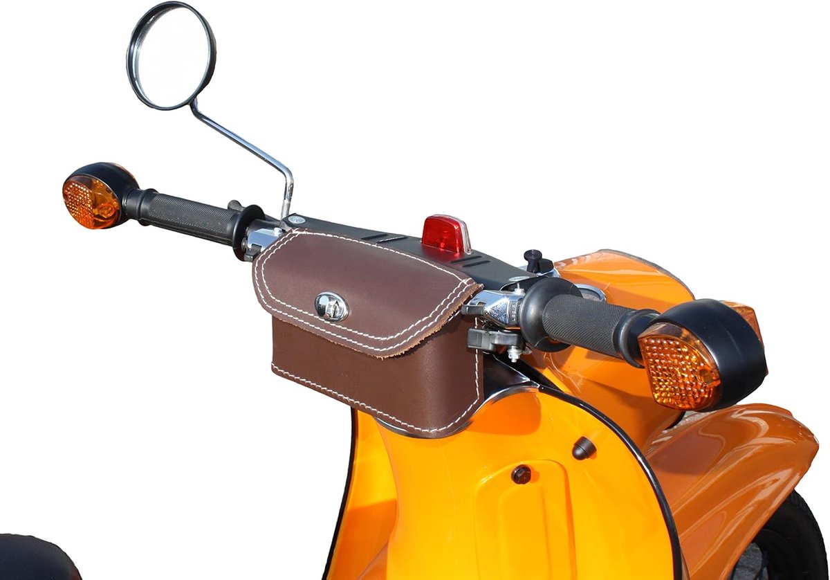 Leather handlebar bag, bag, pack bag, brown, suitable for Simson Schwalbe KR50 KR51 KR51/1 KR51/2 - ShopVlot