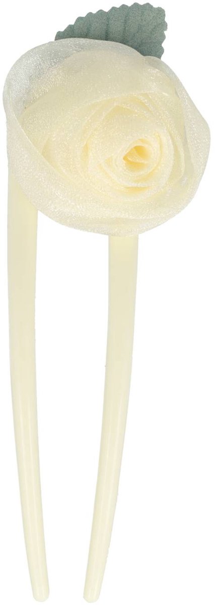 Haarsoires Styling Tool Haarvork 11cm – Roos Bloem – Knot Haarpin – Creme
