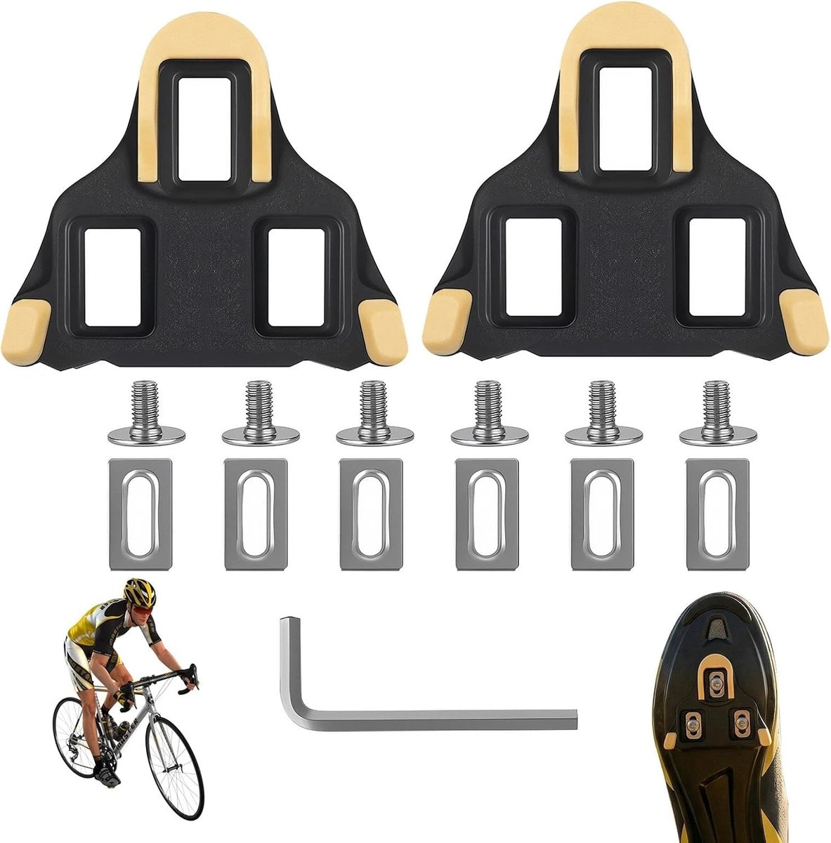SPD SL Cleats for Road Bike, SPD Pedals Cleats, Cycling Shoe Cleats with Non-Slip, Adjustable Cleat Set with Screws - ShopVlot