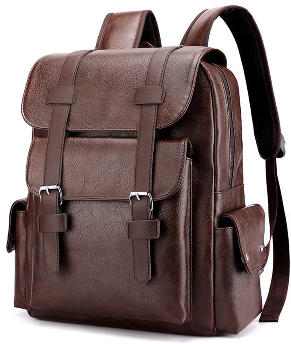 Famanu – Rugzak voor mannen, grote capaciteit 15,6 inch laptoptas, vintage schoudertas voor reizen en werk