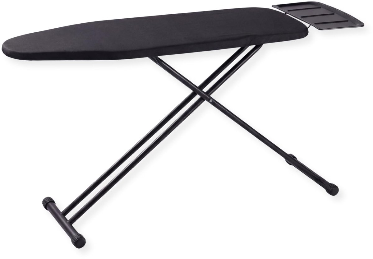 Famanu – Inklapbare strijkplank met stoomunithouder, 110 x 33 cm, denim zwart, perfect voor dagelijks gebruik en ruimtebesparend