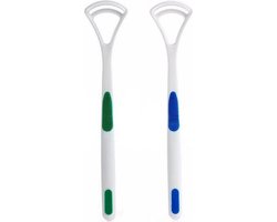 2x tongschraper - Tong reiniger - Tong schoonmaken - Schoonschrapen - Mondhygiëne - Van stinkende adem afkomen - Schone mond - Wit - Kunststof - Jonyx