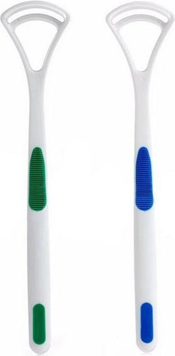 2x tongschraper - Tong reiniger - Tong schoonmaken - Schoonschrapen - Mondhygiëne - Van stinkende adem afkomen - Schone mond - Wit - Kunststof - Jonyx