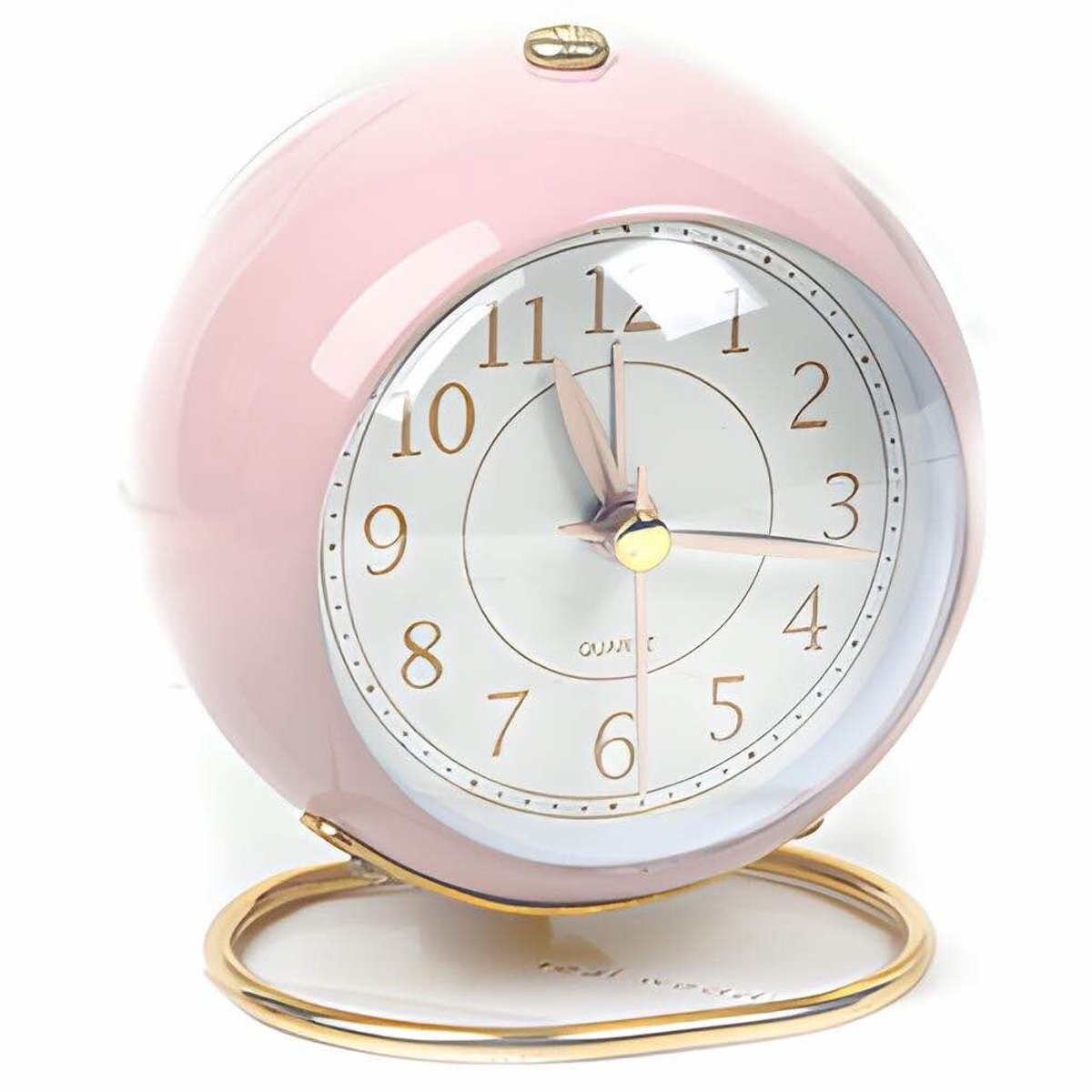Stijlvolle Roze Retro Wekker - Stille Beweging & Nachtlampje