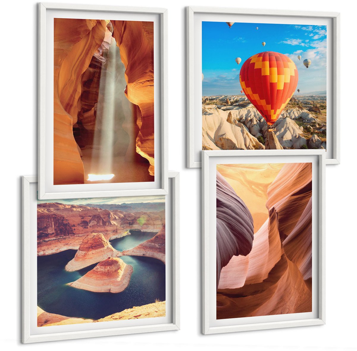 Tulup 4-Delige Schilderij Set - Waterval in de kloof Rotsformaties in de canyon - 40x40 en 40x60 - Wanddecoratie - Woonkamer Decoratie - Moderne Wanddecoratie