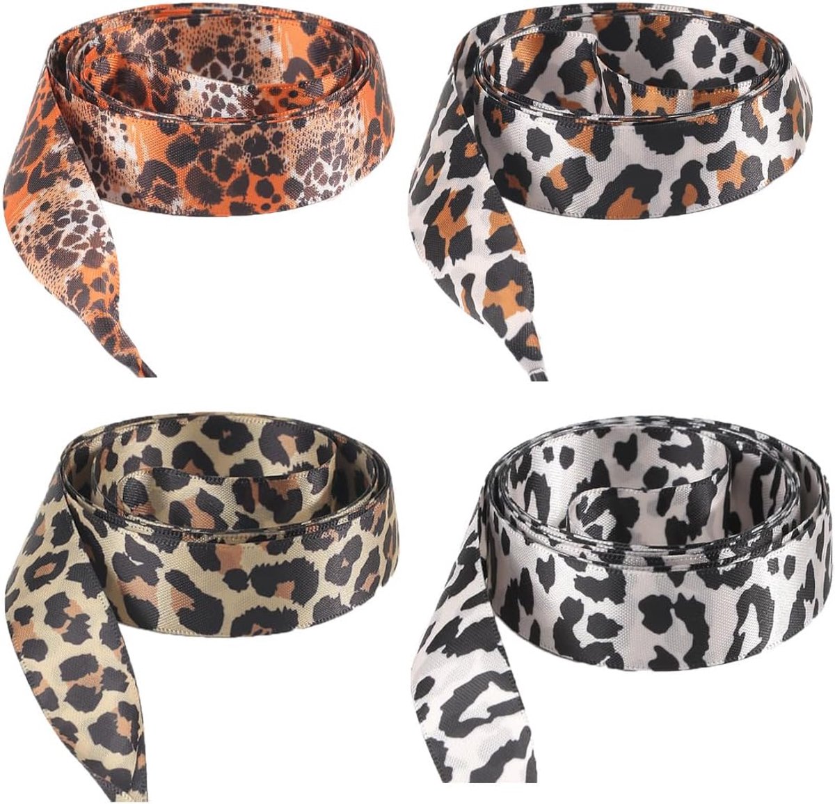 Satin Laces, 4 Pairs, 80 cm, Leopard Laces, Wide 2 cm Laces, Ribbon, Printed Silk, Fashionable Laces, Tear-Resistant - ShopVlot