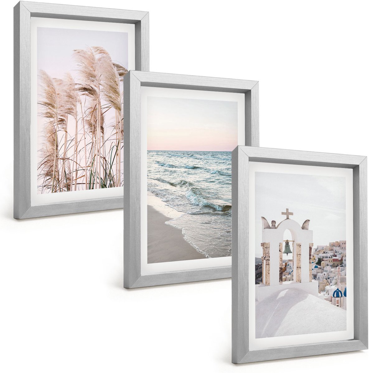Tulup 4-Delige Schilderij Set - Zeeplanten, zeegolven, uitzicht op de Witte Huizen - 20 x 30 cm - Wanddecoratie - Muurdecoratie - Moderne Interieurdecoratie - Decoratieve Schilderijen