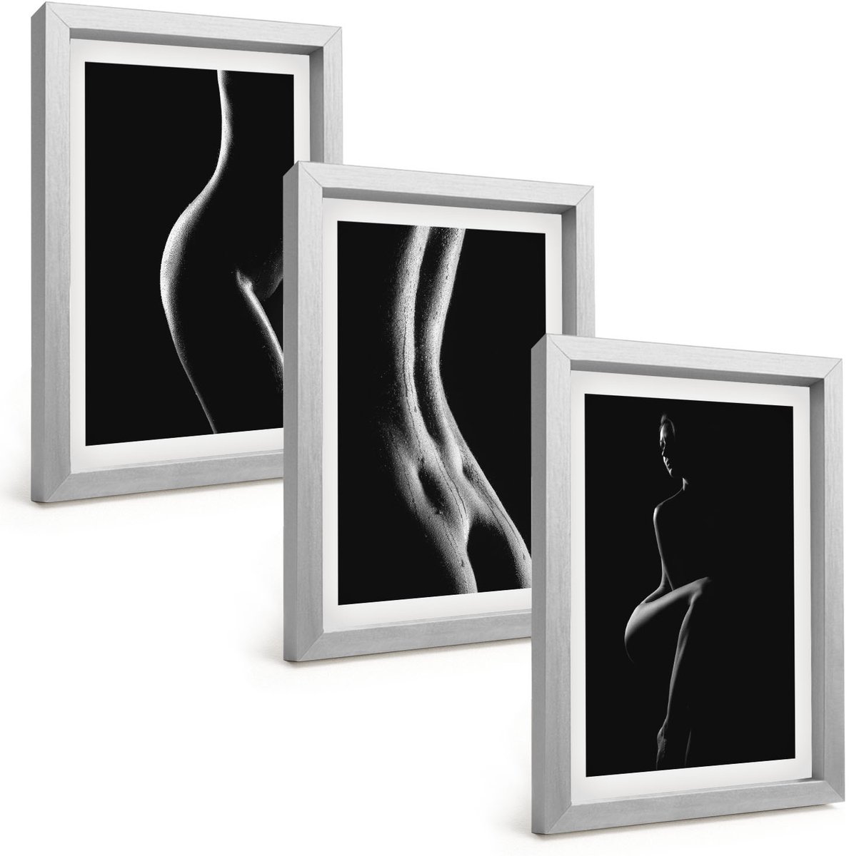Tulup 4-Delige Schilderij Set - Erotische afbeeldingen van vrouwelijke silhouetten in zwart-wit - 20 x 30 cm - Wanddecoratie - Schilderijen Set - Interieur - Woonkamer Decoratie