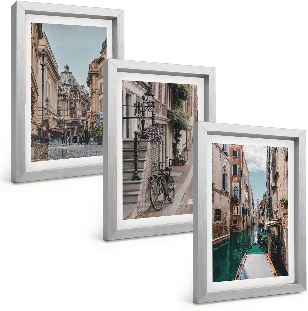 Tulup 4-Delige Schilderij Set - Venetiaanse straten van steden met architectuur en water - 20 x 30 cm - Stijlvolle Muurdecoratie - Kantoor - Woonkamer Decoratie