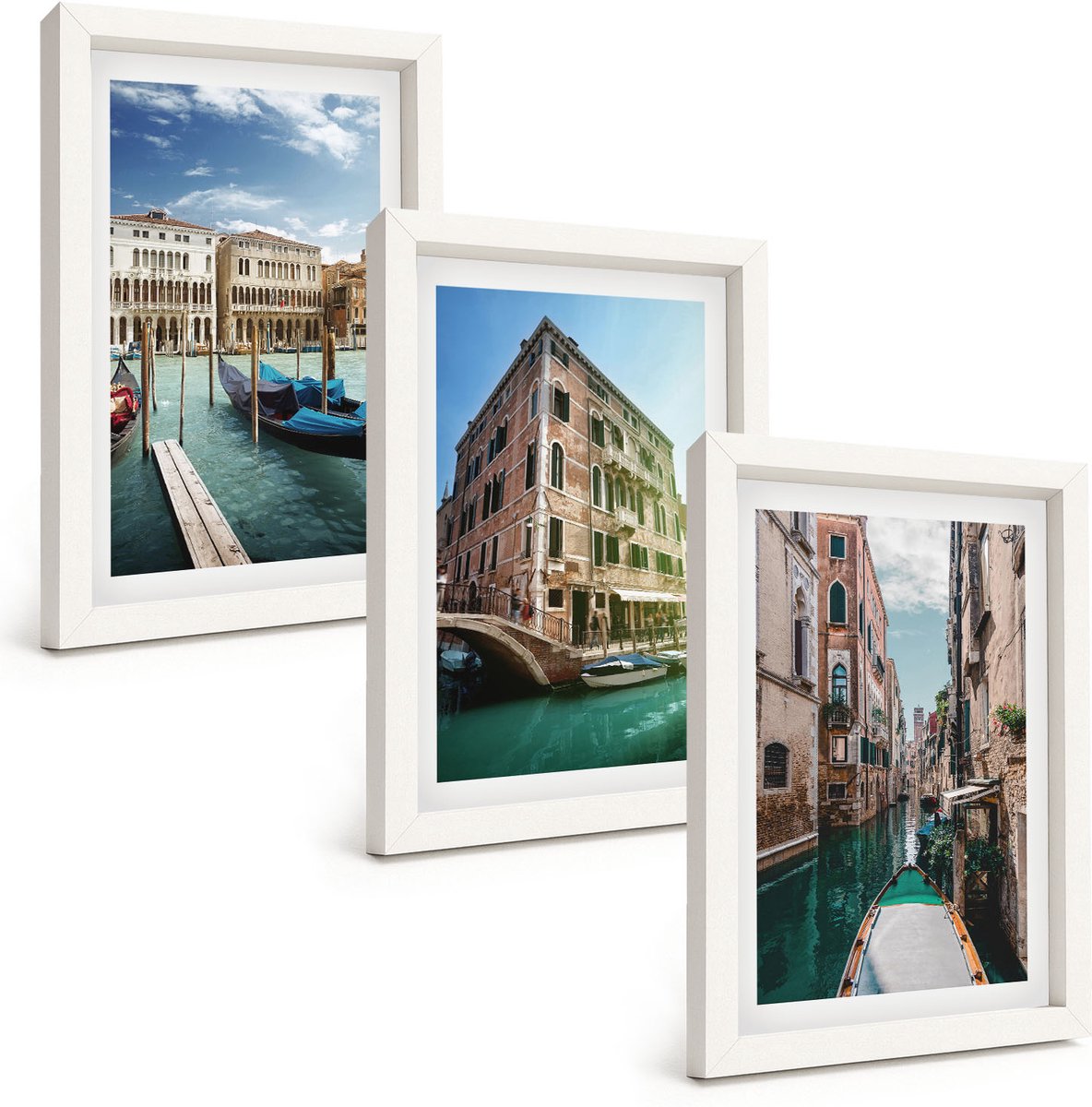 Tulup 3-Delige Schilderij Set - Uitzichten op Venetië met kanalen en stedelijke architectuur. - 20x30 - Wanddecoratie - Moderne Interieurdecoratie - Stijlvolle Muurdecoratie