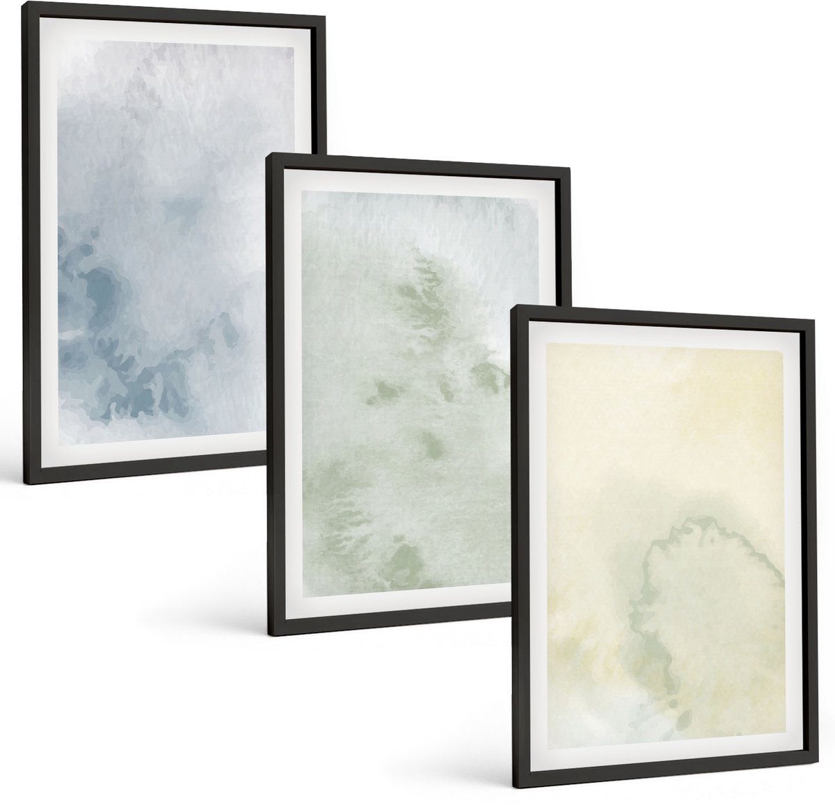 Tulup 4-Delige Schilderij Set - Pastelkleurige aquarelverf op canvastextuur - 40 x 60 cm - Decoratieve Muurdecoratie - Slaapkamer - Interieur Decoratie
