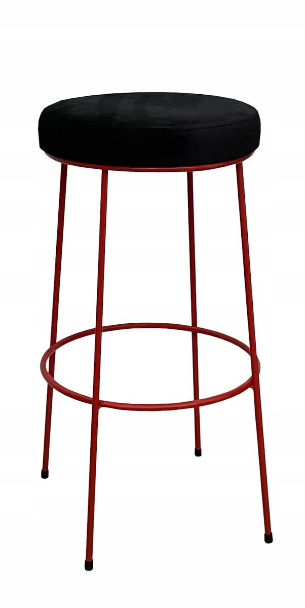 Lage kruk 66cm rood metalen loft design, gestoffeerde zitting