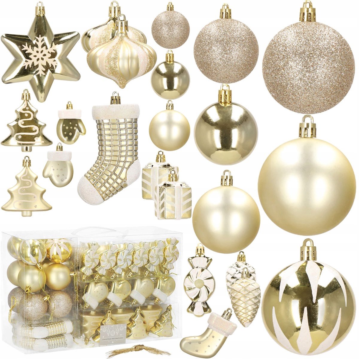 77 Gouden Kerstballen Set - Onbreekbaar & Stijlvol