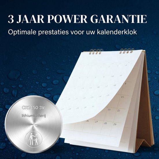 CR2450 3V lithium batterij, ideaal voor kalenderklokken met 3 jaar power garantie.