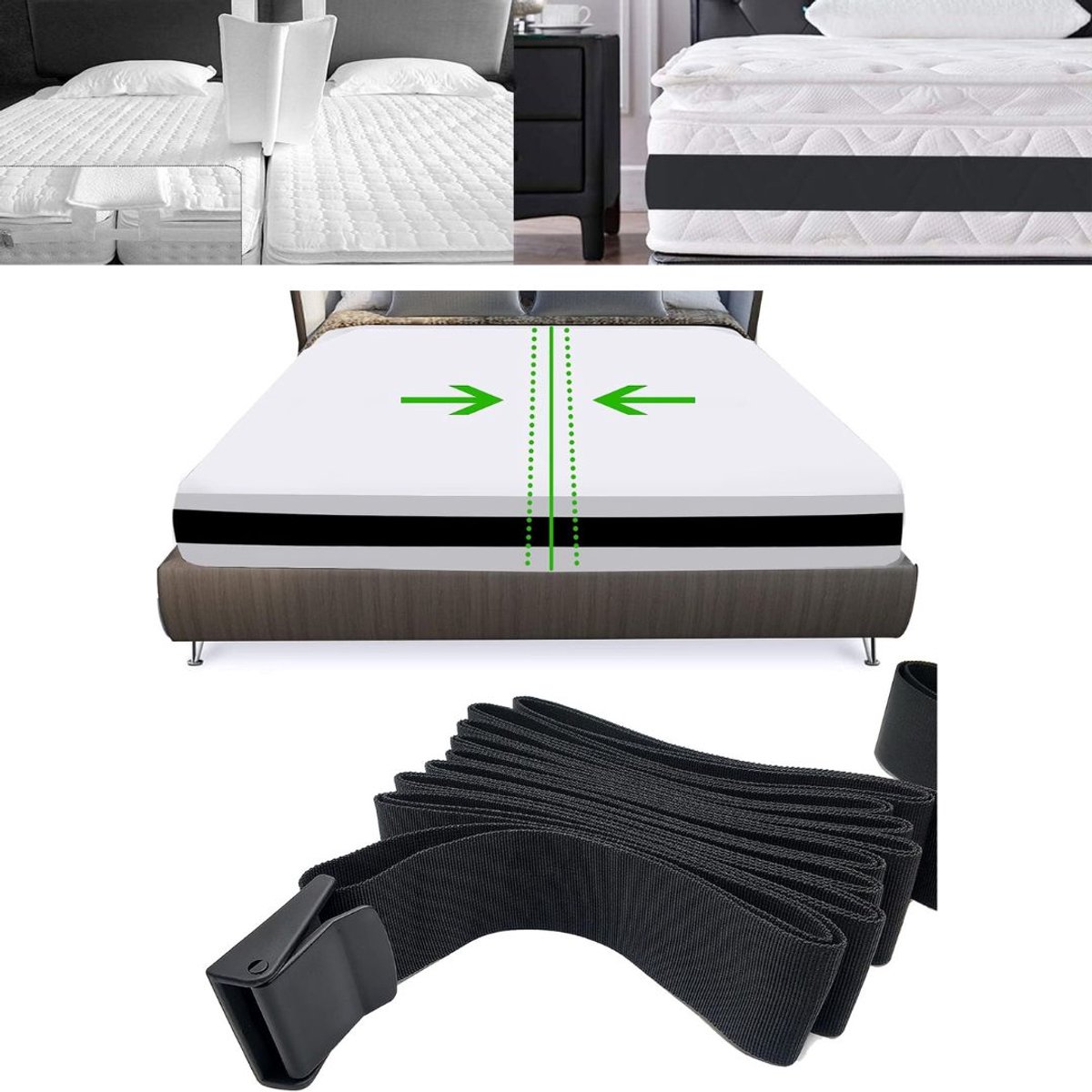 Zavio® Matraswig - Bedbinder - Liefdesbrug -Zwart